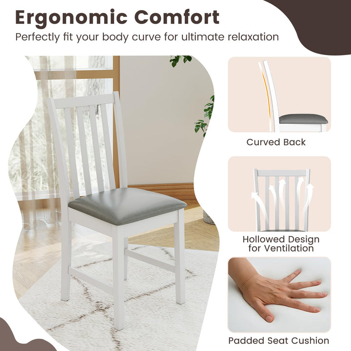 Giantex Wooden Dining Chairs Set of 2/4 Faux Leather Upholstered Kitchen Chair w/Rubber Wood Legs