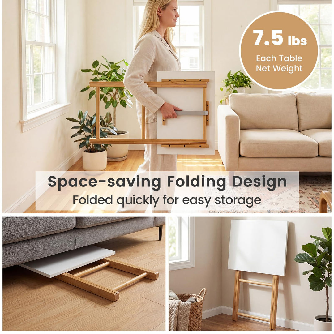 Giantex Folding TV Tray Tables Set of 2 for Small Spaces Bedroom and Living Room