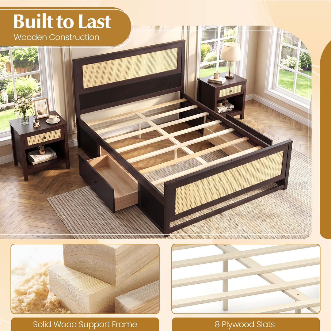 Giantex Full Size Bed Frame with 2 Storage Drawers