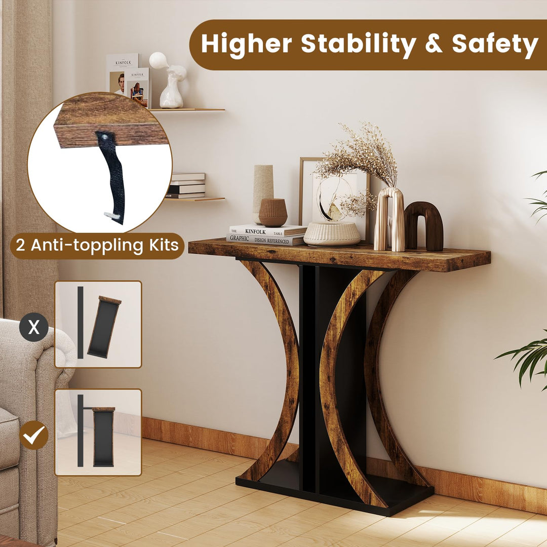 Giantex 40" Narrow Console Table | T-Shaped Entryway Table with Open Storage Shelve