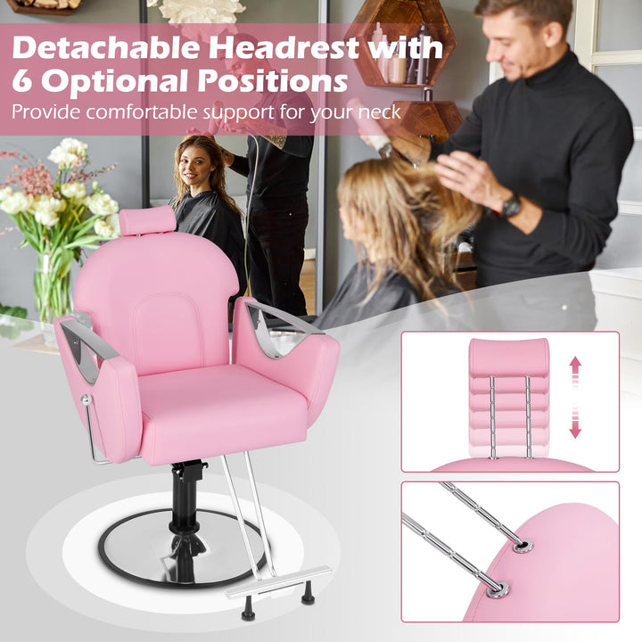 Giantex Reclining Barber Chair - Salon Chair for Hair Stylist, 360 Degrees Swivel