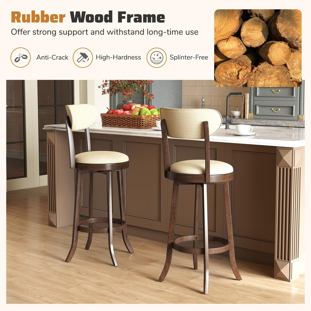 Giantex 30.5" Swivel Bar Stools Set for Kitchen Island Dining Room Pub