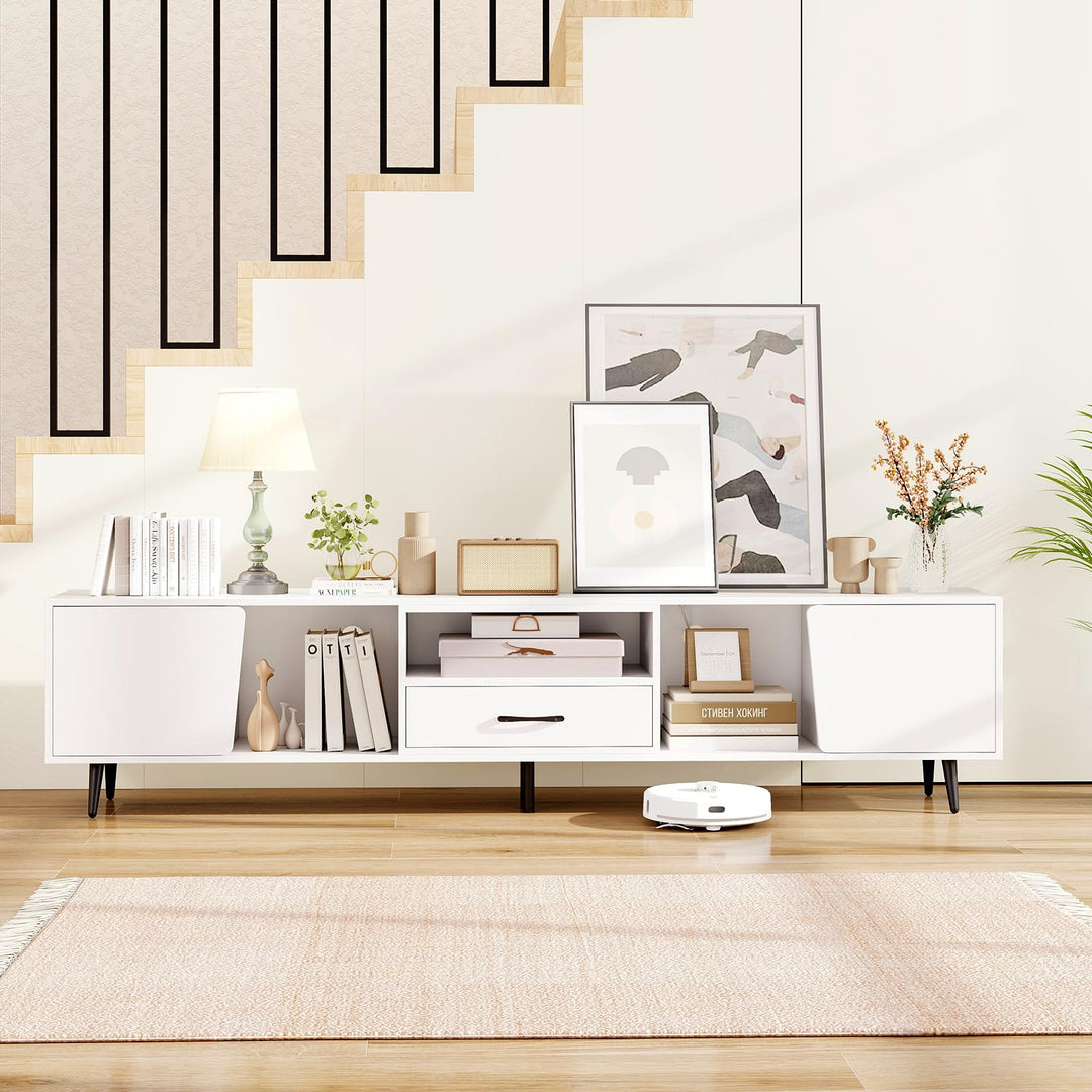 Giantex 79" White TV Stand with Power Outlets