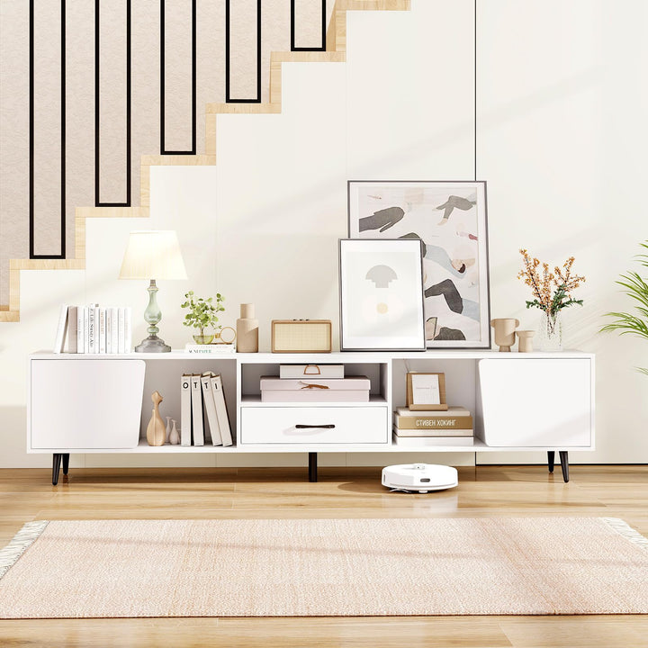 Giantex 79" White TV Stand with Power Outlets