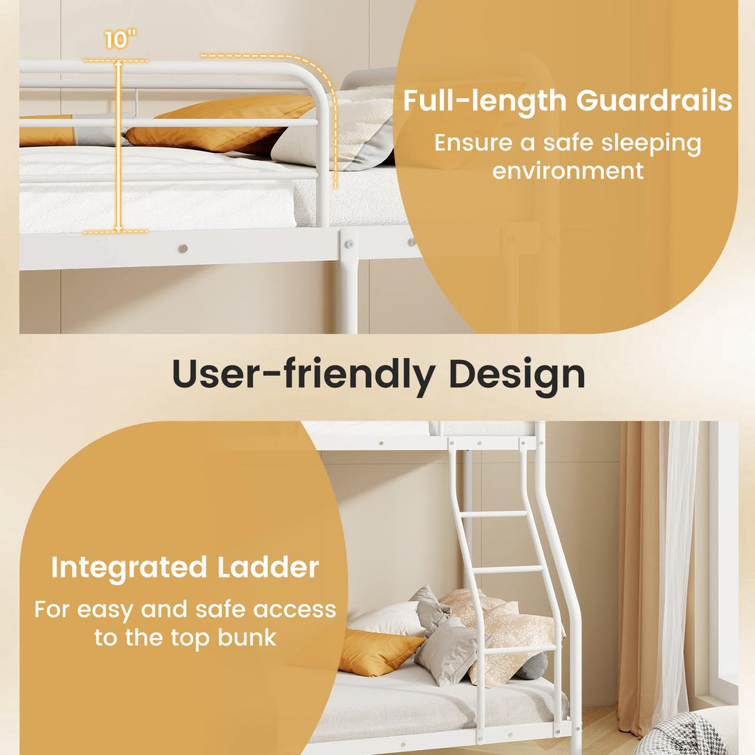 Giantex Metal Bunk Beds Twin Over Full Size, Heavy Duty Bunk Bed for Teens Adults with Ladder & Guardrails