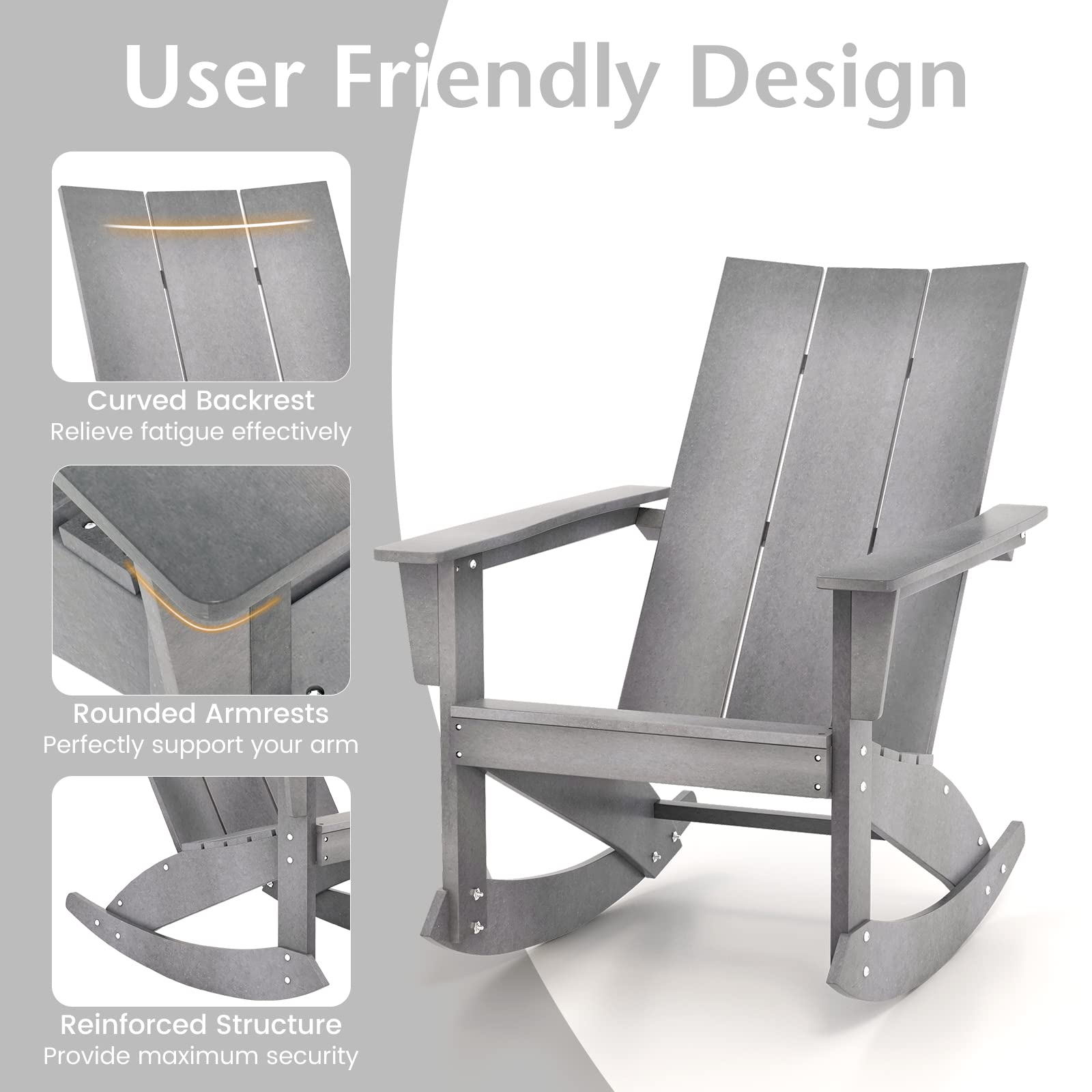 Giantex Outdoor Rocking Chairs for Porch - Waterproof HDPE Adirondack Rocker, 330lbs Weight Capacity