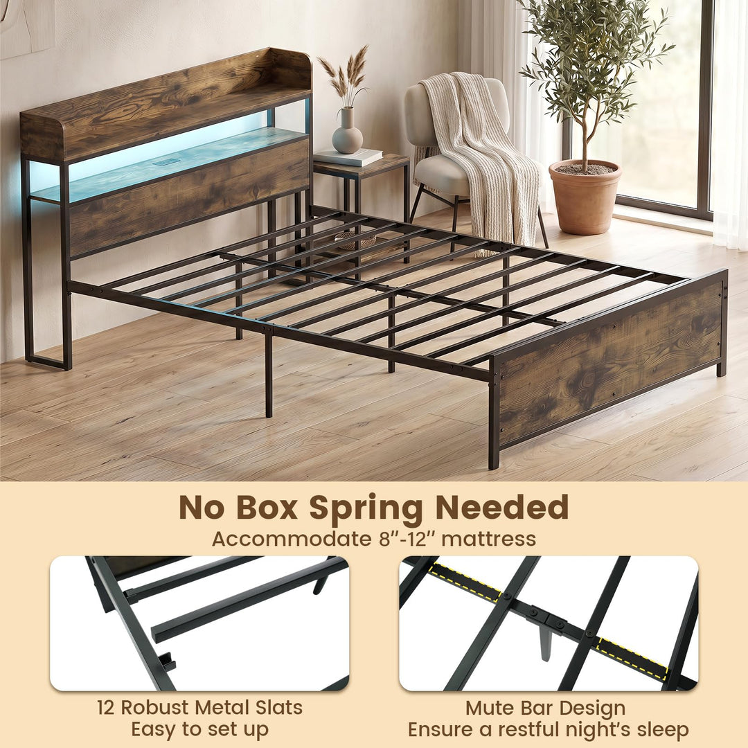 Giantex Queen Size Bed Frame with Storage Headboard