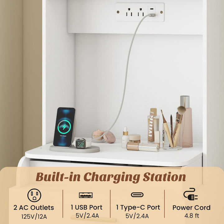 CHARMAID 3-in-1 Vanity Desk with Flip Top Mirror