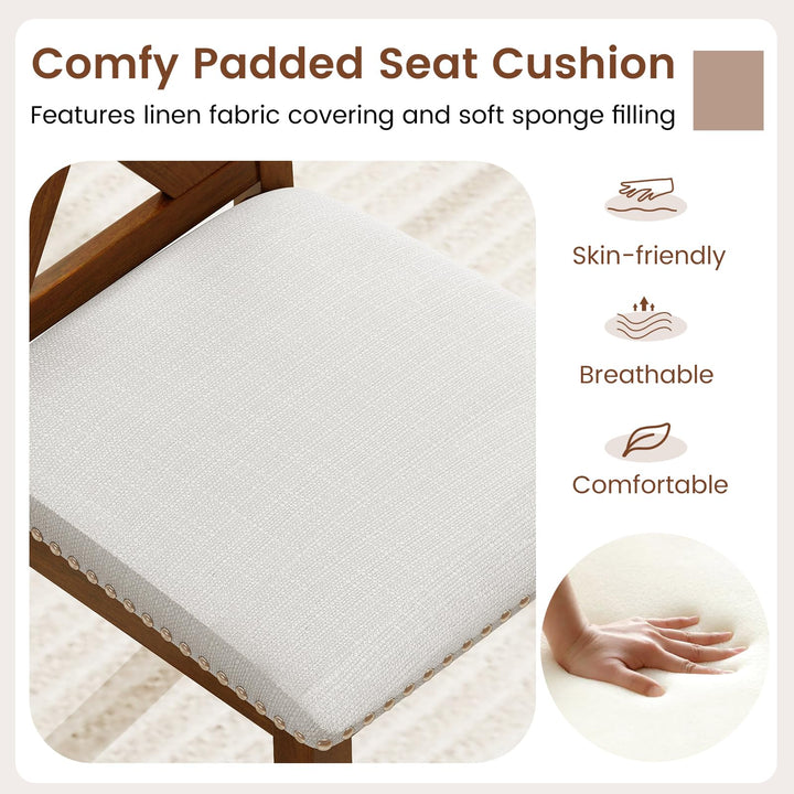 Giantex Wooden Dining Chair Set of 2/4 with Padded Seat and Curved Back