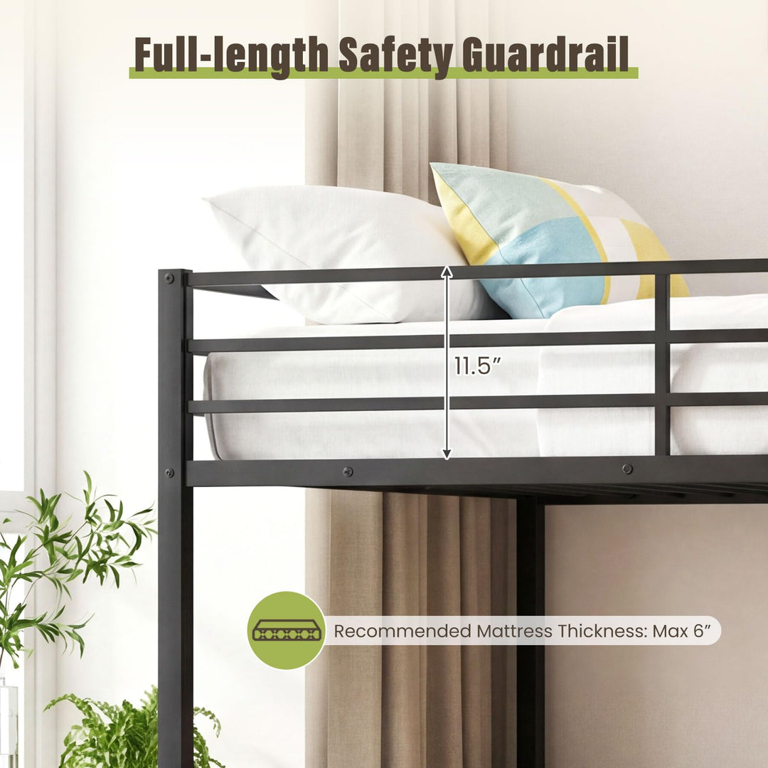 Giantex Heavy-Duty Metal Bunk Bed Full Over Full with Ladder &amp; Full Length Safety Guardrail