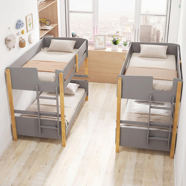 Giantex Twin Over Twin Bunk Bed with Ladder for Kids Teens Bedroom