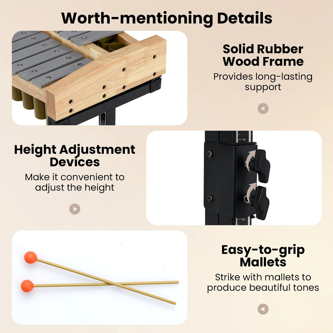 Giantex 32 Note Glockenspiel Marimba with Adjustable Stand &amp; Wheels