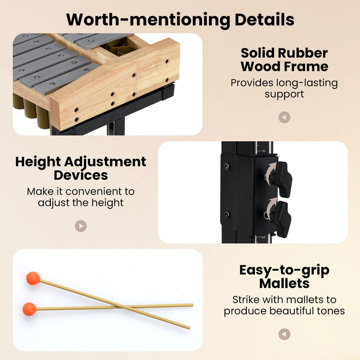 Giantex 32 Note Glockenspiel Marimba with Adjustable Stand &amp; Wheels
