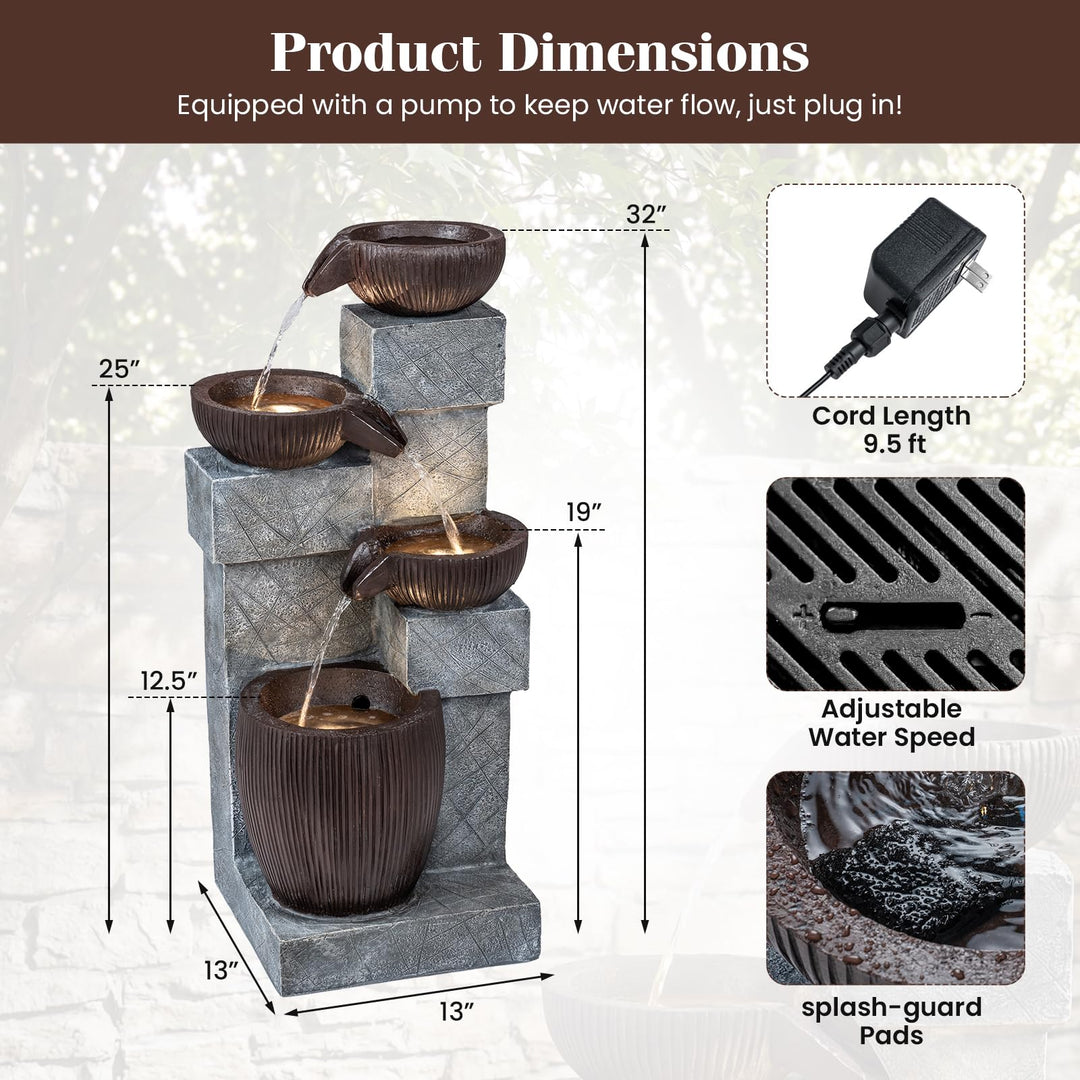 Giantex 32'' Water Fountain Outdoor for Patio