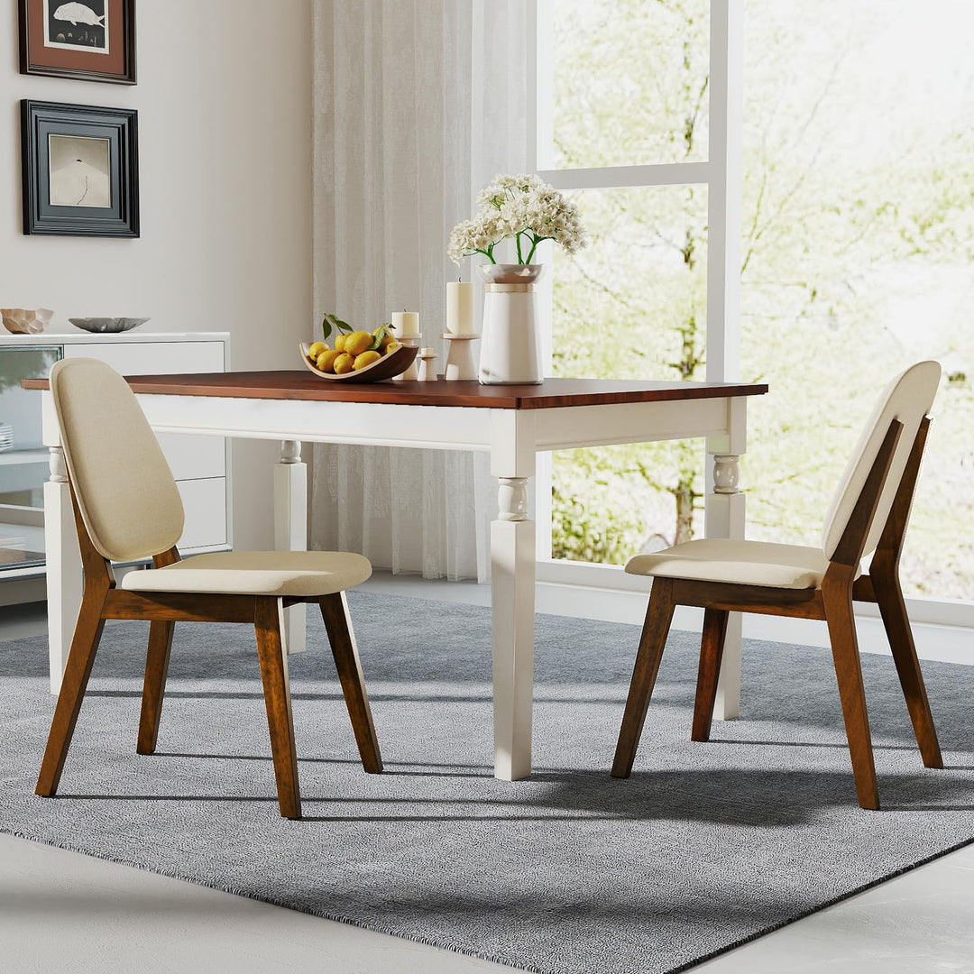 Giantex Wooden Dining Chair Set of 2/4 Mid-Century Modern Upholstered Side Armless Chair