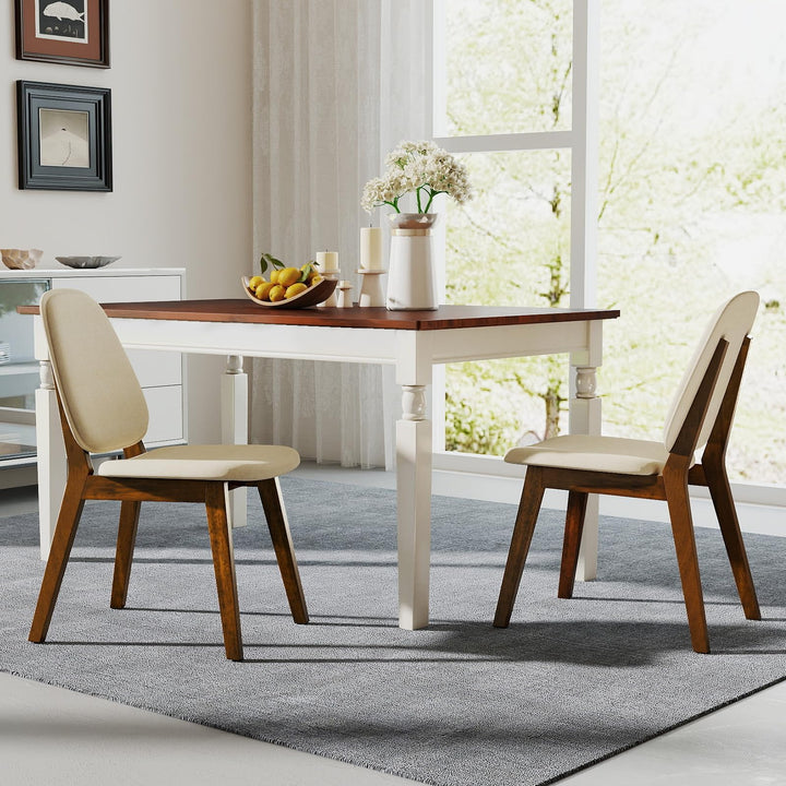 Giantex Wooden Dining Chair Set of 2/4 Mid-Century Modern Upholstered Side Armless Chair