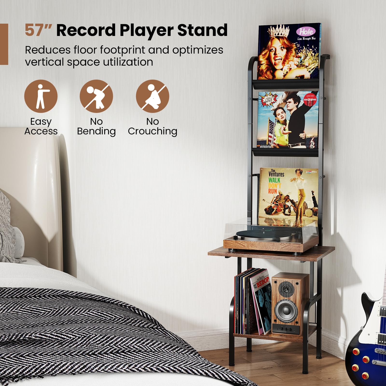 Giantex Record Player Stand with Vinyl Storage