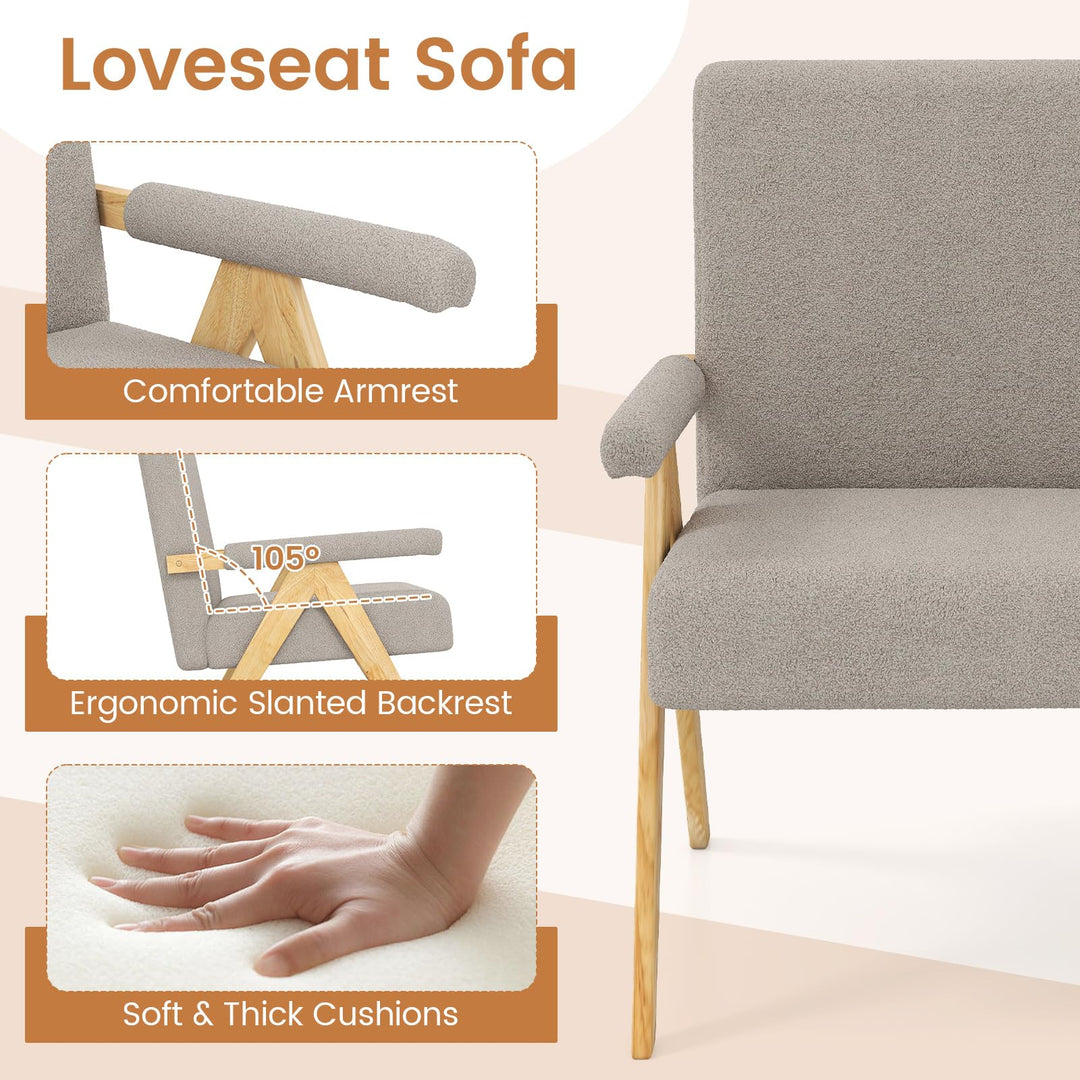 Giantex Loveseat Sofa with Armrests and Wooden Legs