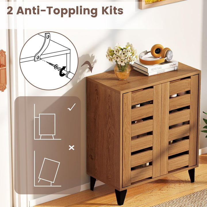 Giantex Shoe Cabinet with Louvered Doors