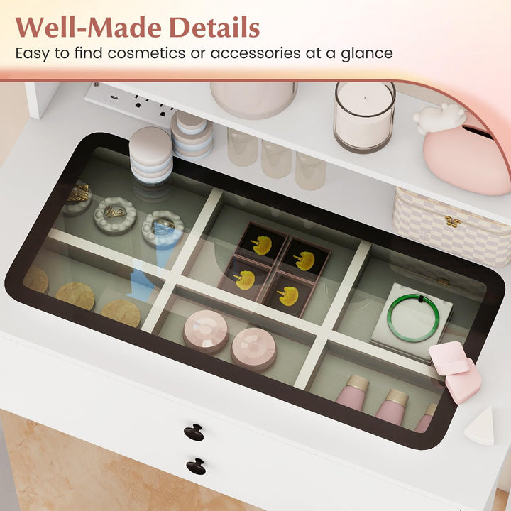 CHARMAID Compact Vanity Desk with Lighted Mirror