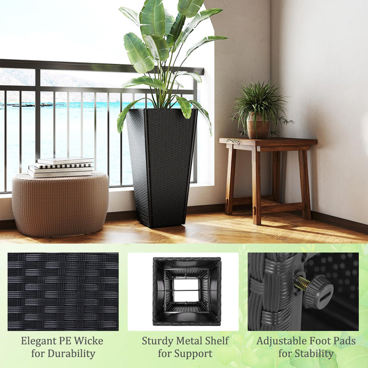 Giantex Set of 2 Outdoor Wicker Flower Pot 30 Inch Tall Planters with Drainage System
