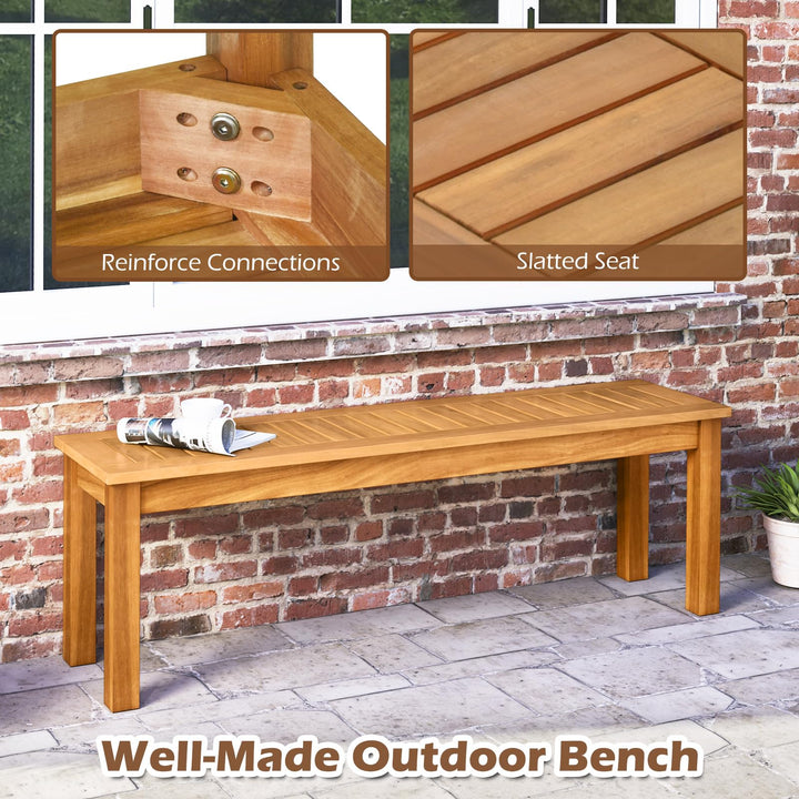 Giantex 52" Acacia Wood Outdoor Bench with Slatted Seat and Solid Wood Legs 794Lbs Capacity
