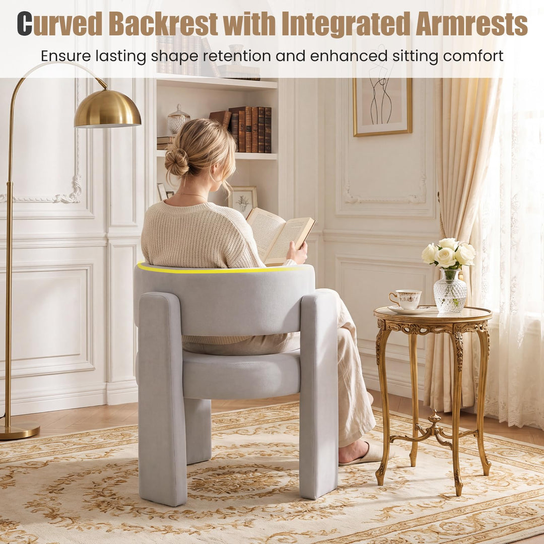 GIANTEX Modern Velvet Barrel Accent Chair with Thick Seat (1/2)