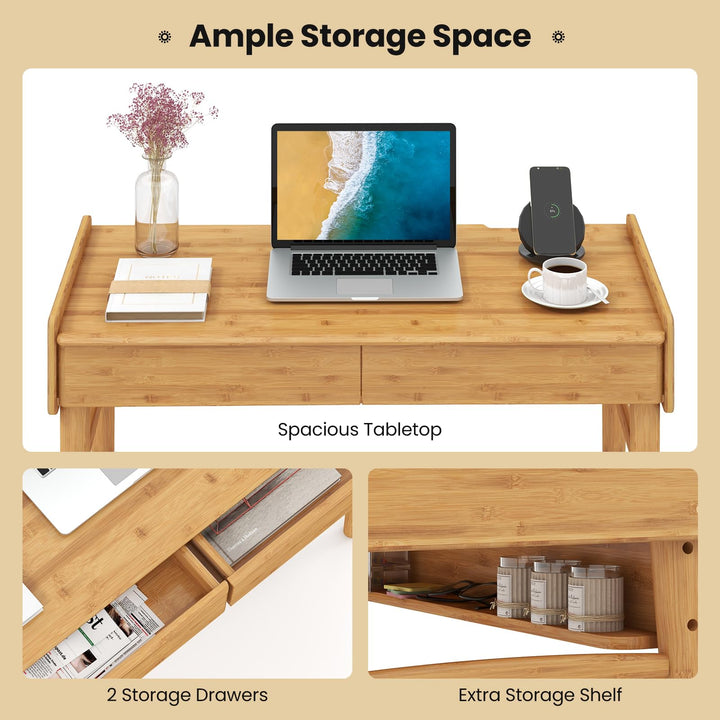 39.5" Bamboo Home Office Desk - Giantex