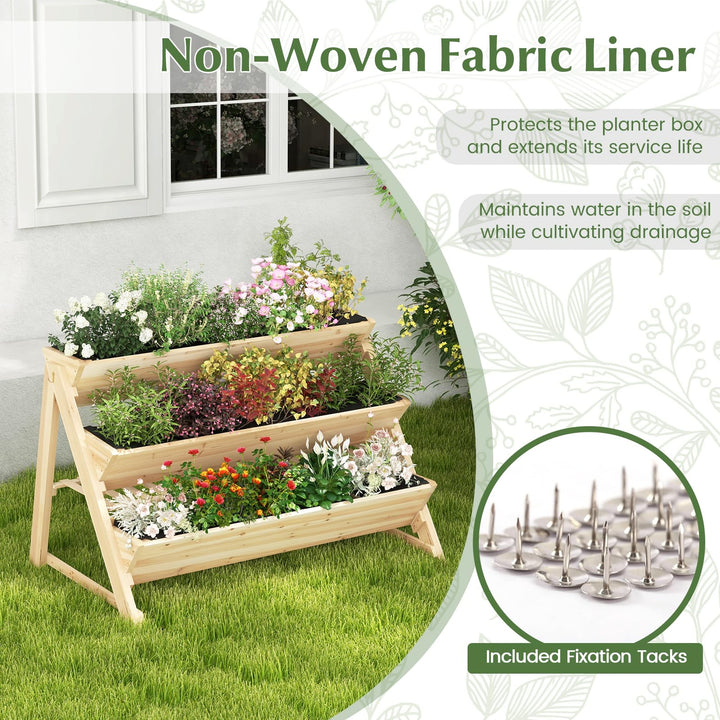 Giantex 3-Tier Raised Garden Bed, Wooden Vertical Planter Box with Storage Shelf