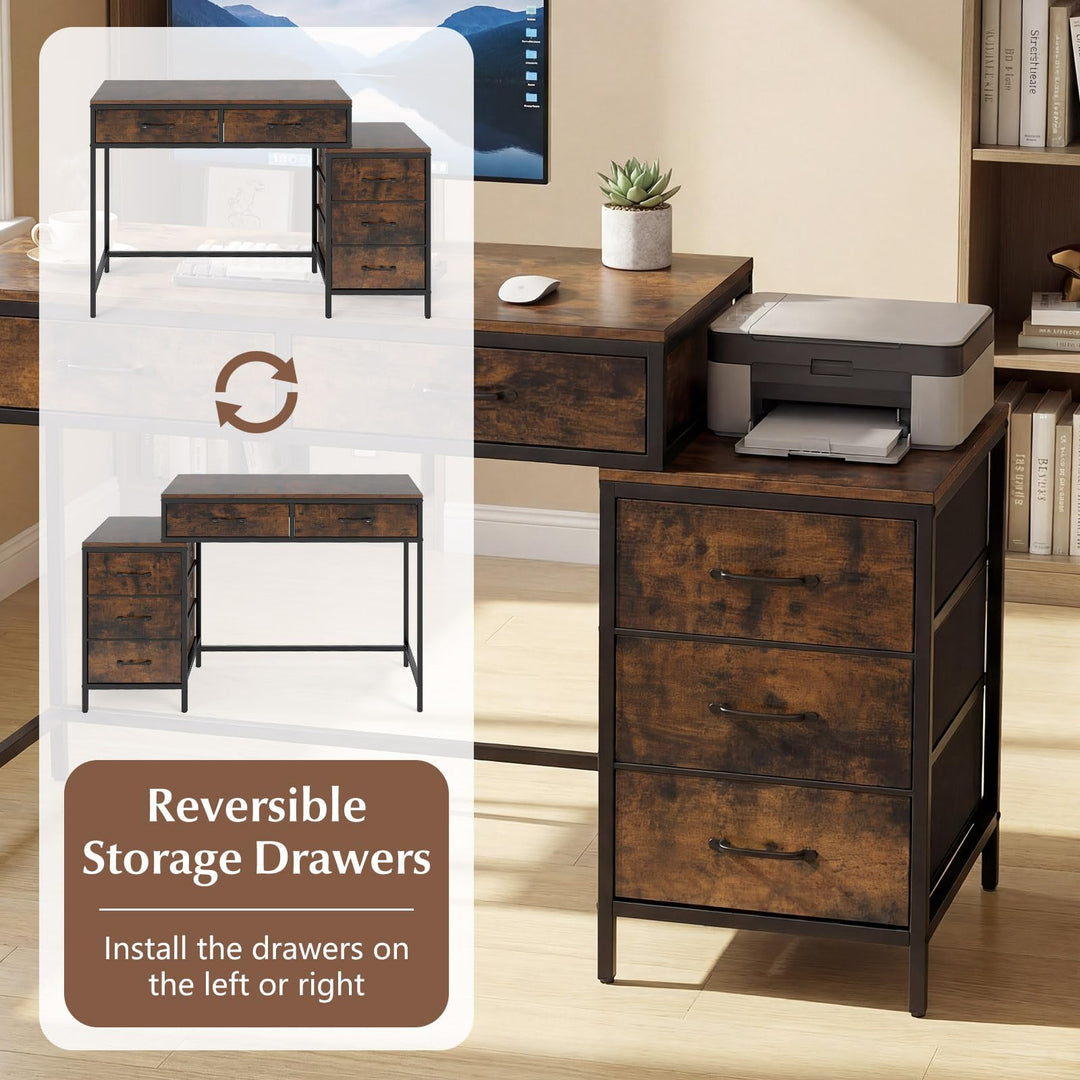 Giantex Reversible Computer Desk with 5 Drawers
