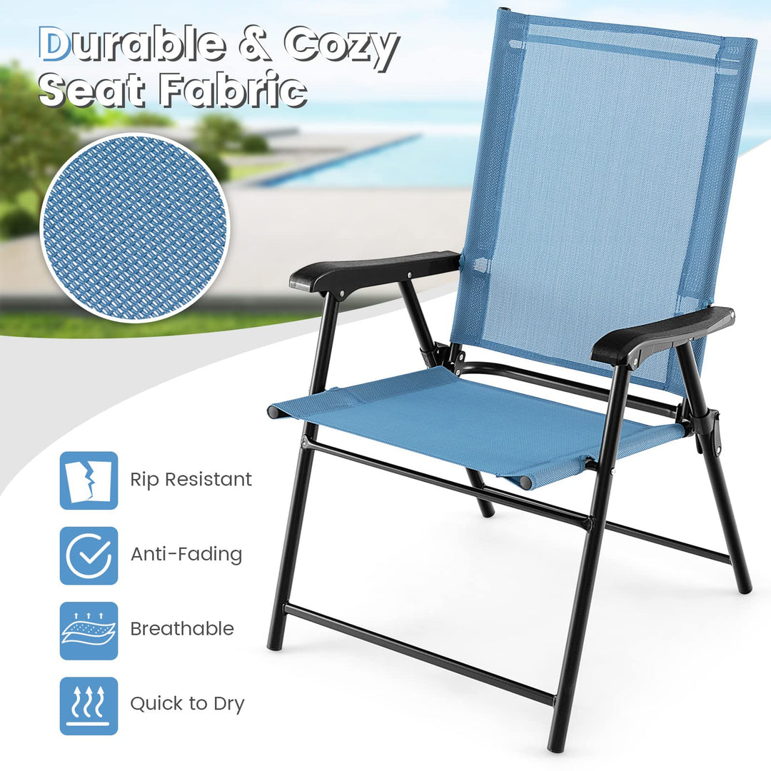 Giantex Patio Chairs Set of 2/4, Folding Patio Chairs for Deck Beach Camping Dining Picnic