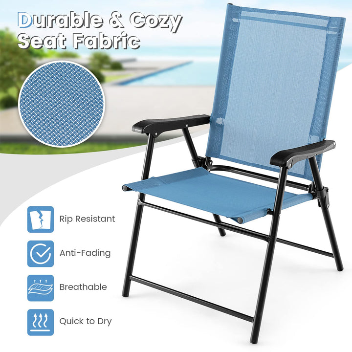 Giantex Patio Chairs Set of 2/4, Folding Patio Chairs for Deck Beach Camping Dining Picnic