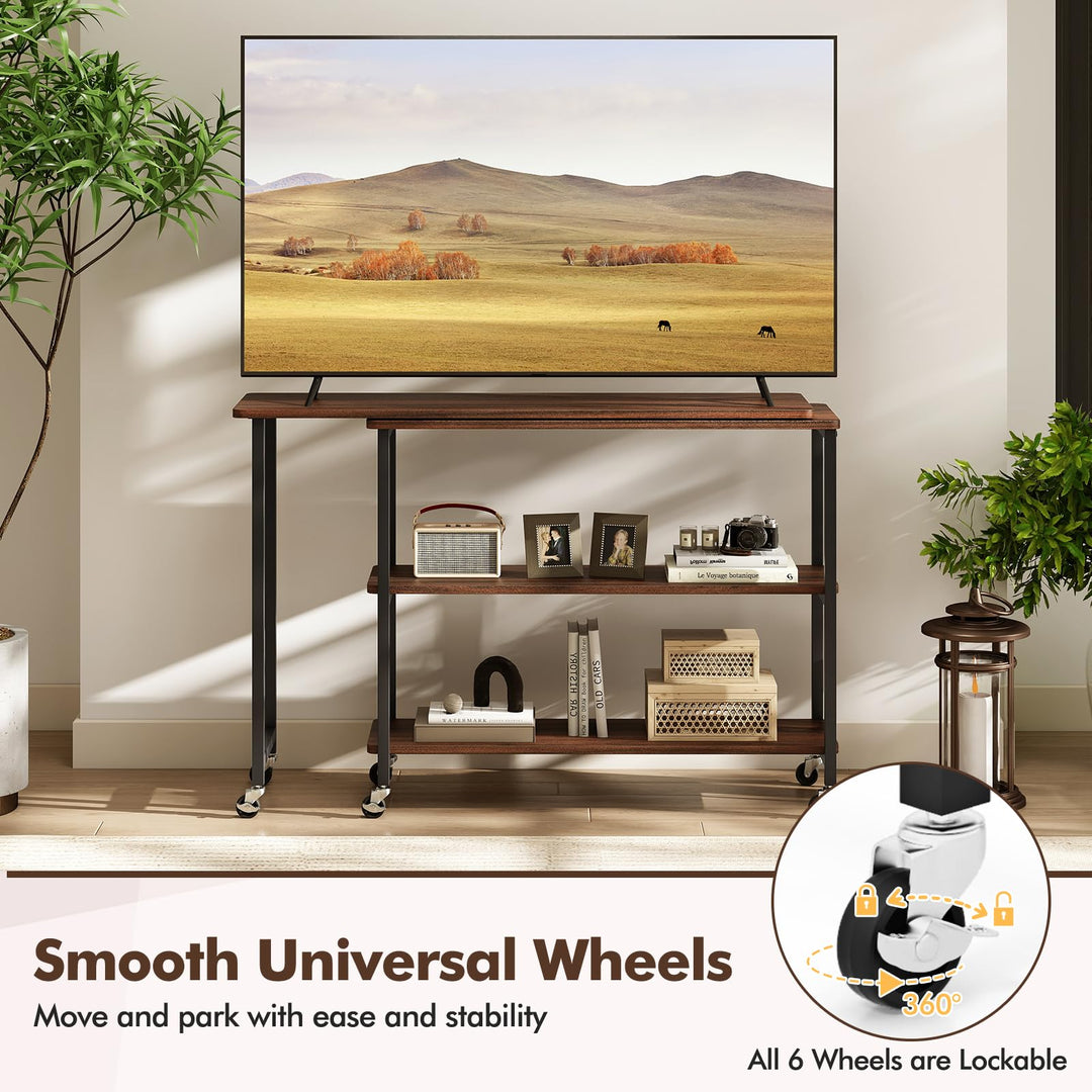 Giantex 360° Free Rotating Sofa Side Table with 2-Tier Storage Shelves