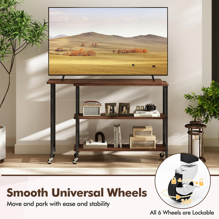 Giantex 360° Free Rotating Sofa Side Table with 2-Tier Storage Shelves