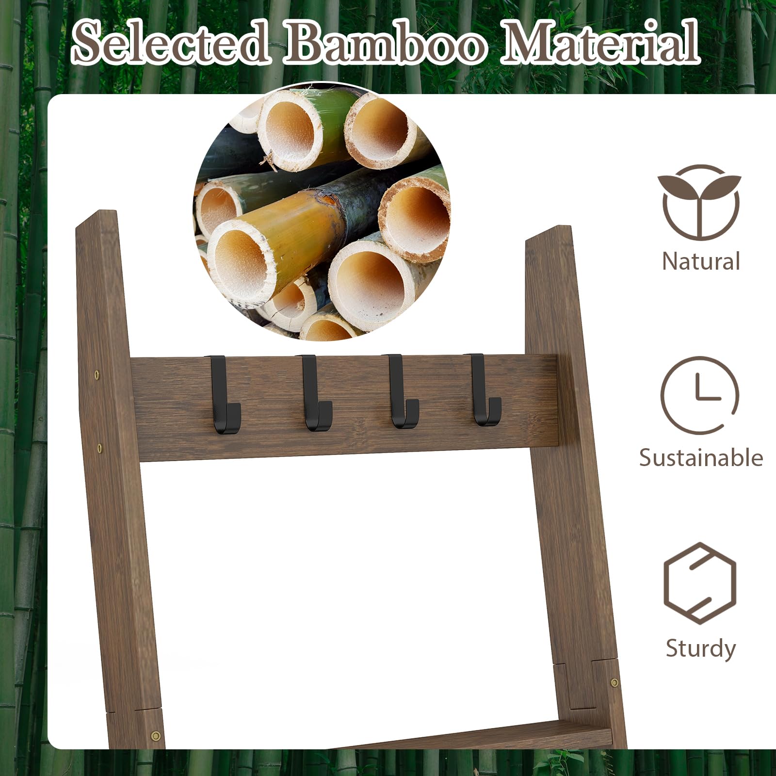 Giantex Bamboo Blanket Ladder
