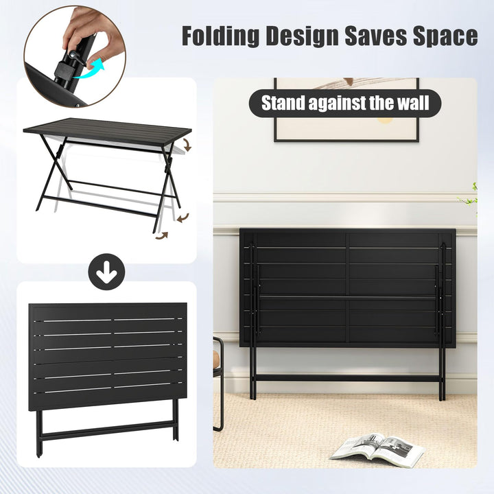 Giantex 48"x30" Rectangular Metal Folding Outdoor Dining Table for 4-6 Person