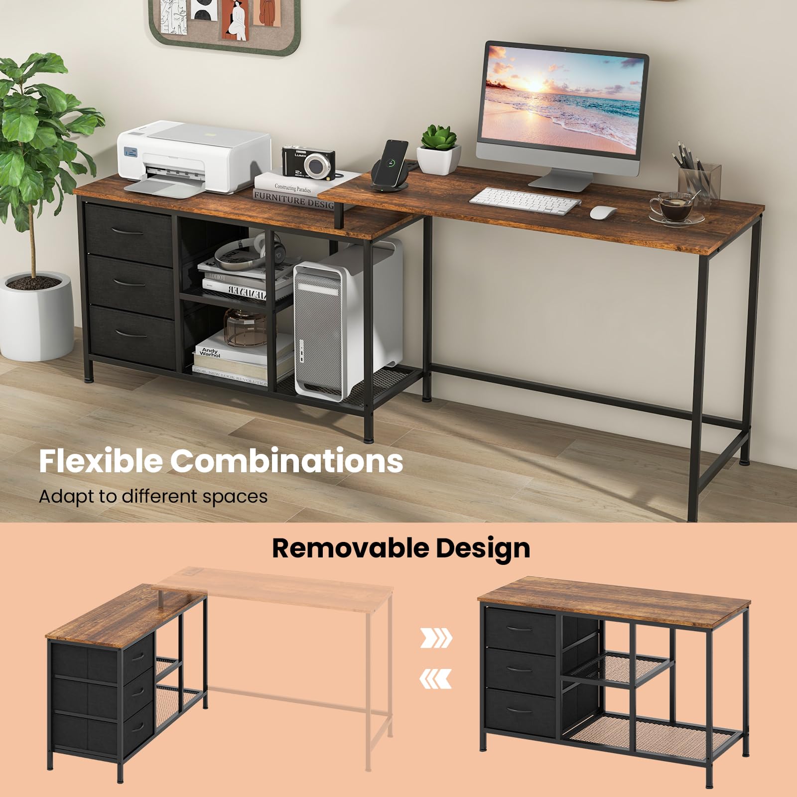 Giantex L Shaped Computer Desk with Drawers