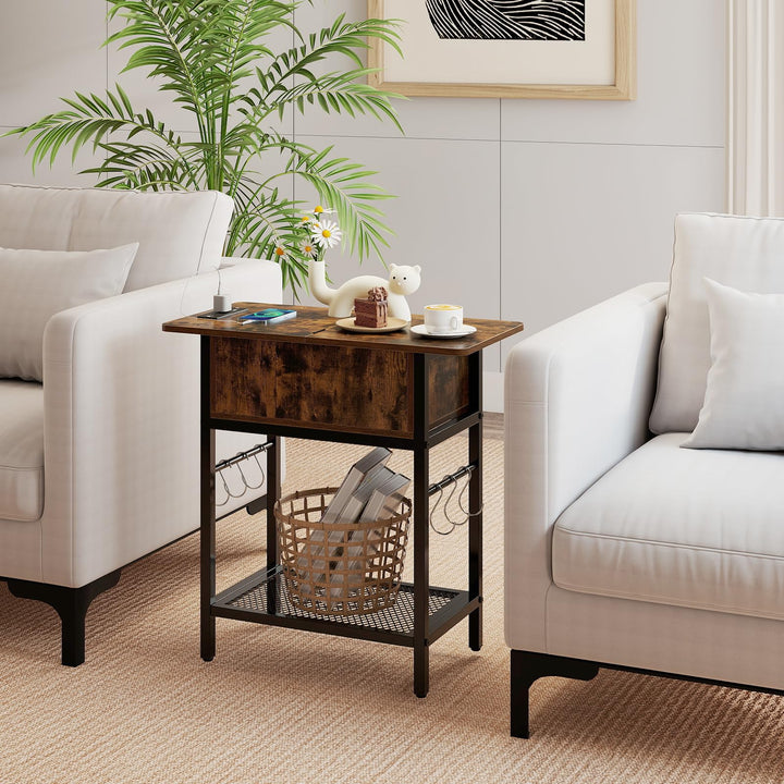 Giantex End Table | Flip Top Bedside Night Stand w/USB &amp; Type-C Ports (1/2)