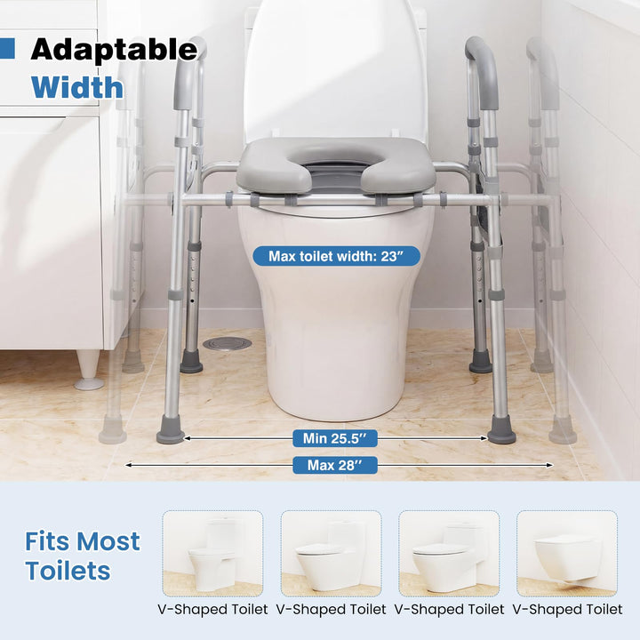 Giantex Raised Toilet Seat with Handles | Toilet Seat Riser for Seniors w/Padded Arms