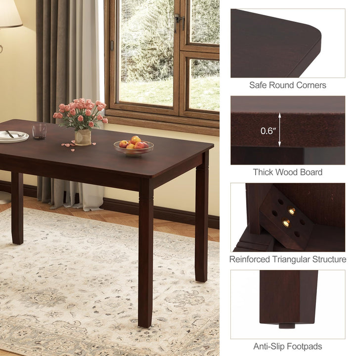 Giantex Dining Table for 4 People, 48” x 29” Kitchen Table with Wood Legs, Rectangular Dinner Table for Small Space