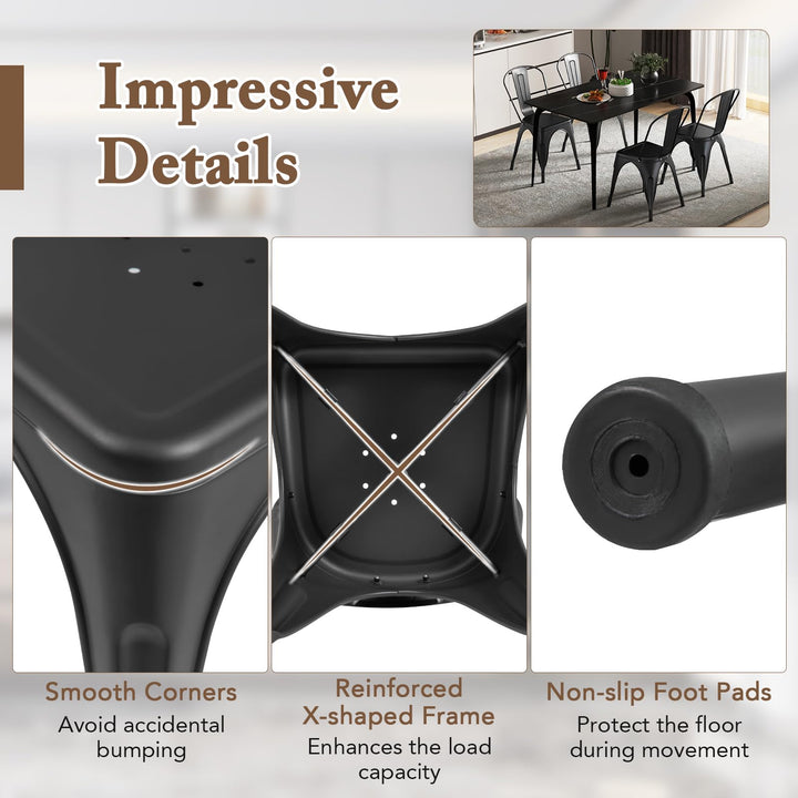 Giantex Metal Dining Chairs Set of 4, Farmhouse Kitchen Chairs with Removable Backrest