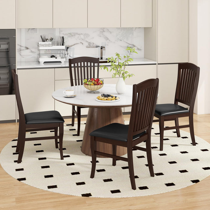 Giantex Set of 2/4 Wooden PU Leather Upholstered Dining Chairs