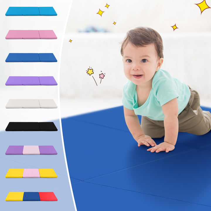 Giantex 6'x 2' Gymnastics Mat, 2" Thick Folding Tumbling Mat with Hook and Loop Fastener