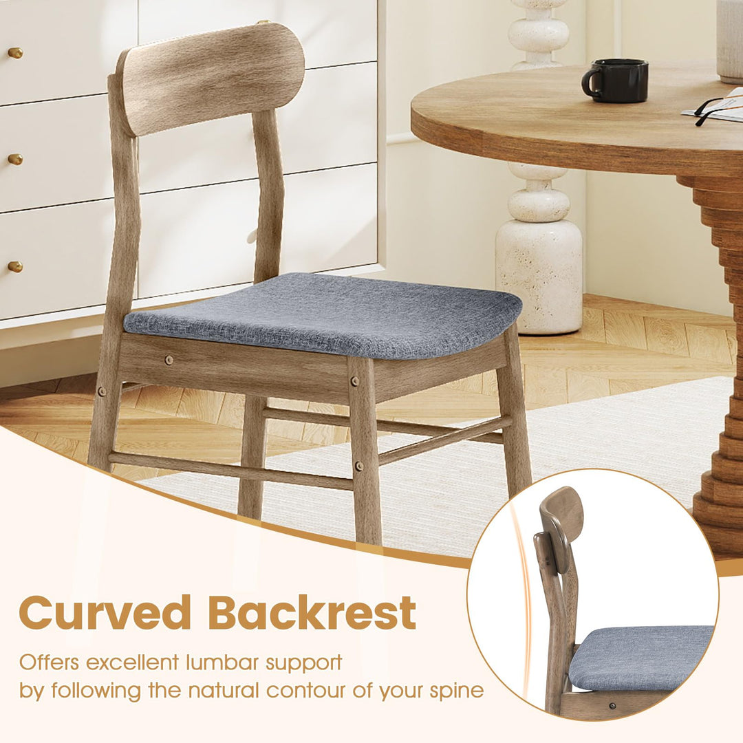 Giantex Fabric Upholstered Kitchen Chairs with Rubber Wood Frame and Padded Curved Seat