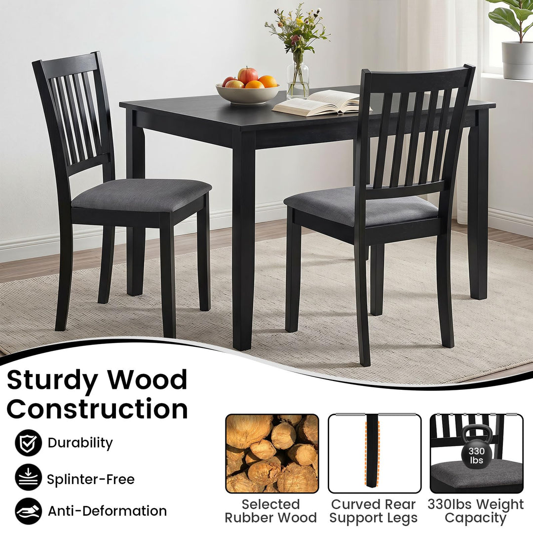 Giantex Modern Farmhouse Wood Slat-Back Kitchen Chairs w/Padded Seat (2/4)
