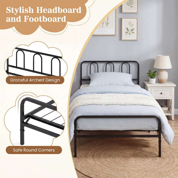 Giantex Foldable Metal Twin Bed Frame with Headboard and Footboard