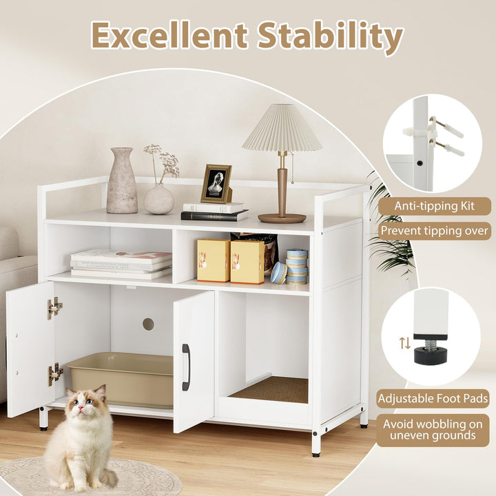 Giantex Cat Litter Box Enclosure - Cat Washroom Hidden Furniture with Front Entry