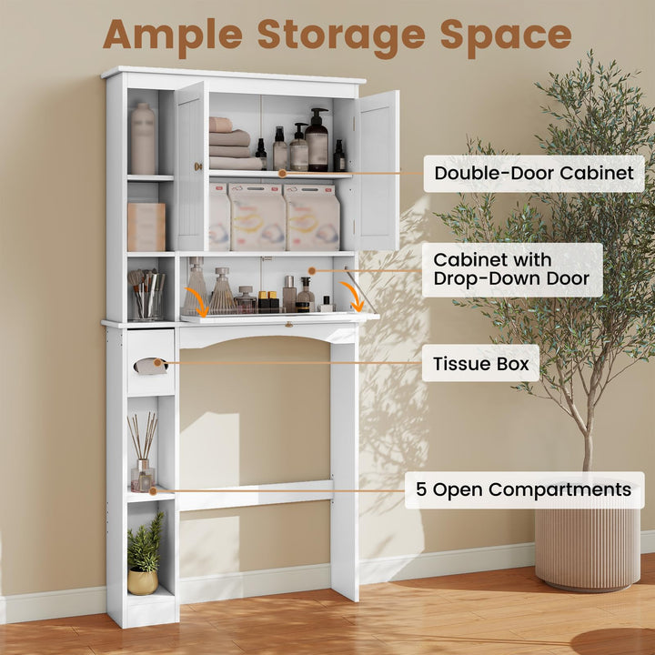 Giantex White Over The Toilet Storage Cabinet Freestanding Bathroom Organizer