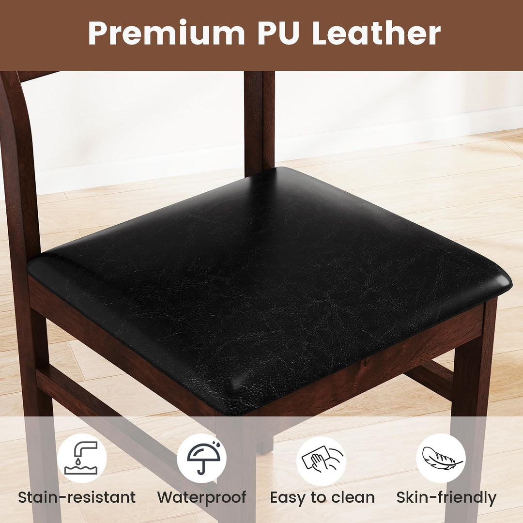 Giantex Wooden Dining Chairs Set of 2/4 PU Leather Upholstered Kitchen Armless Chair