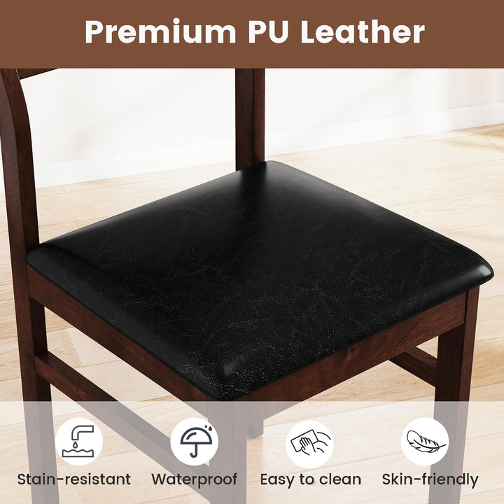 Giantex Wooden Dining Chairs Set of 2/4 PU Leather Upholstered Kitchen Armless Chair